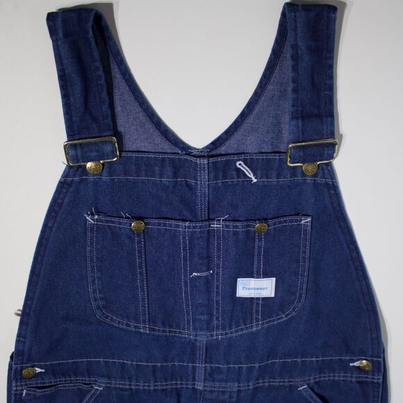 VTG Sears Tradewear Union Made USA Denim Bib Carpenter Overalls Blue Men 38x30 - Picture 1 of 12